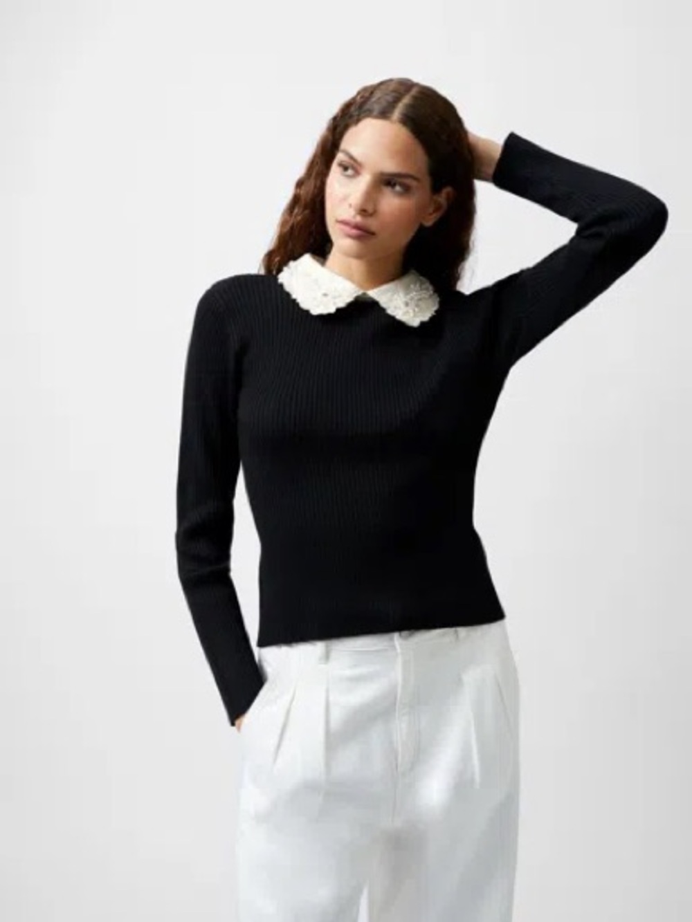 French Connection Krista Embellished collar top, size S